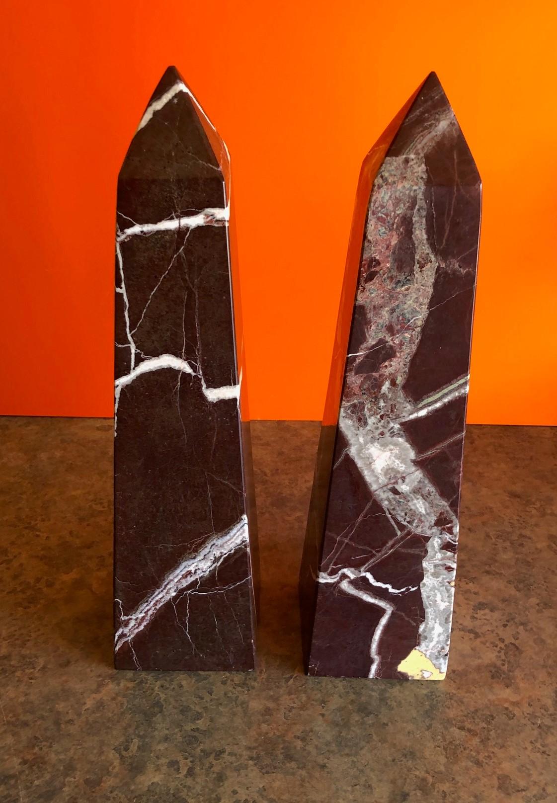 Pair of Solid Marble Decorative Obelisks In Good Condition In San Diego, CA