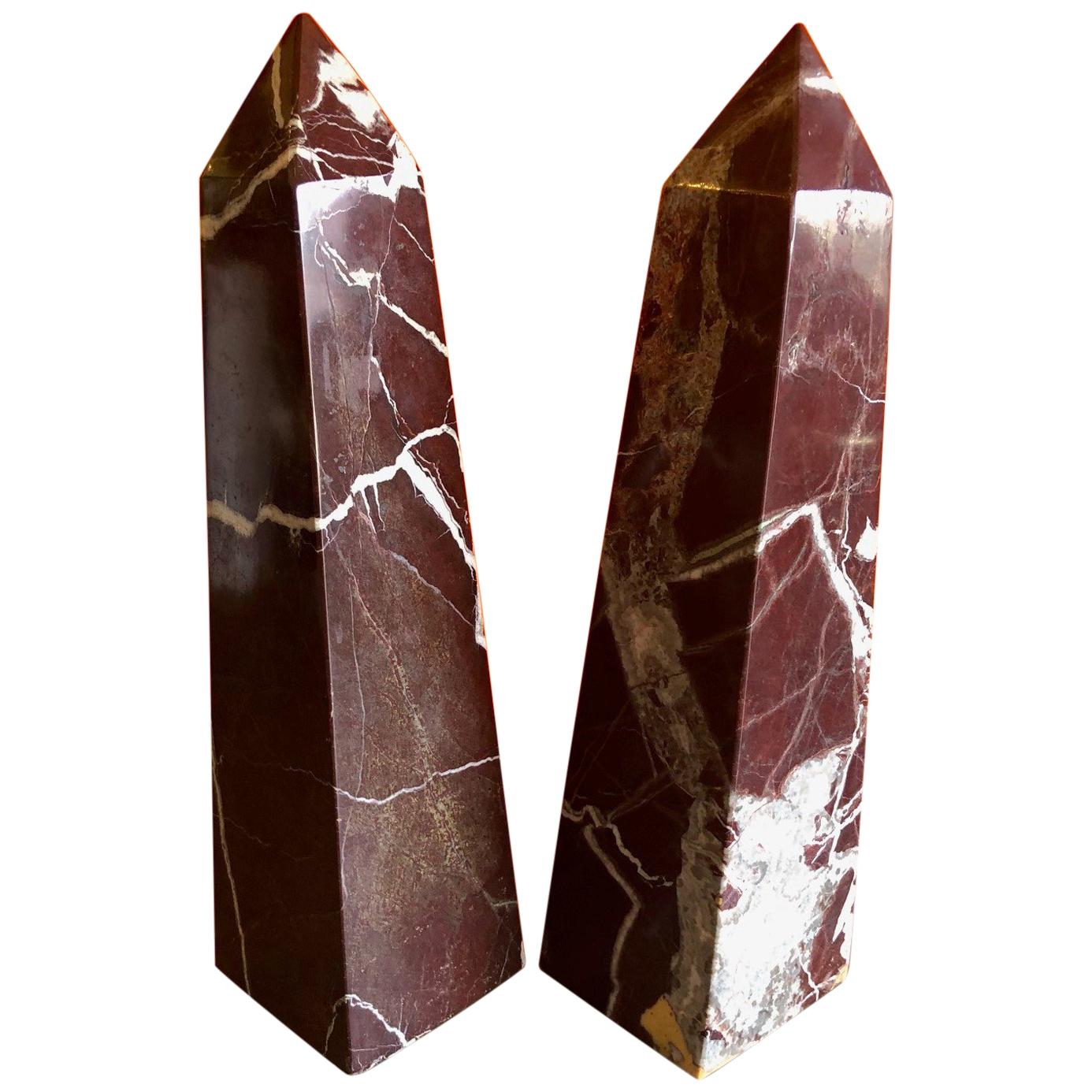 Pair of Solid Marble Decorative Obelisks
