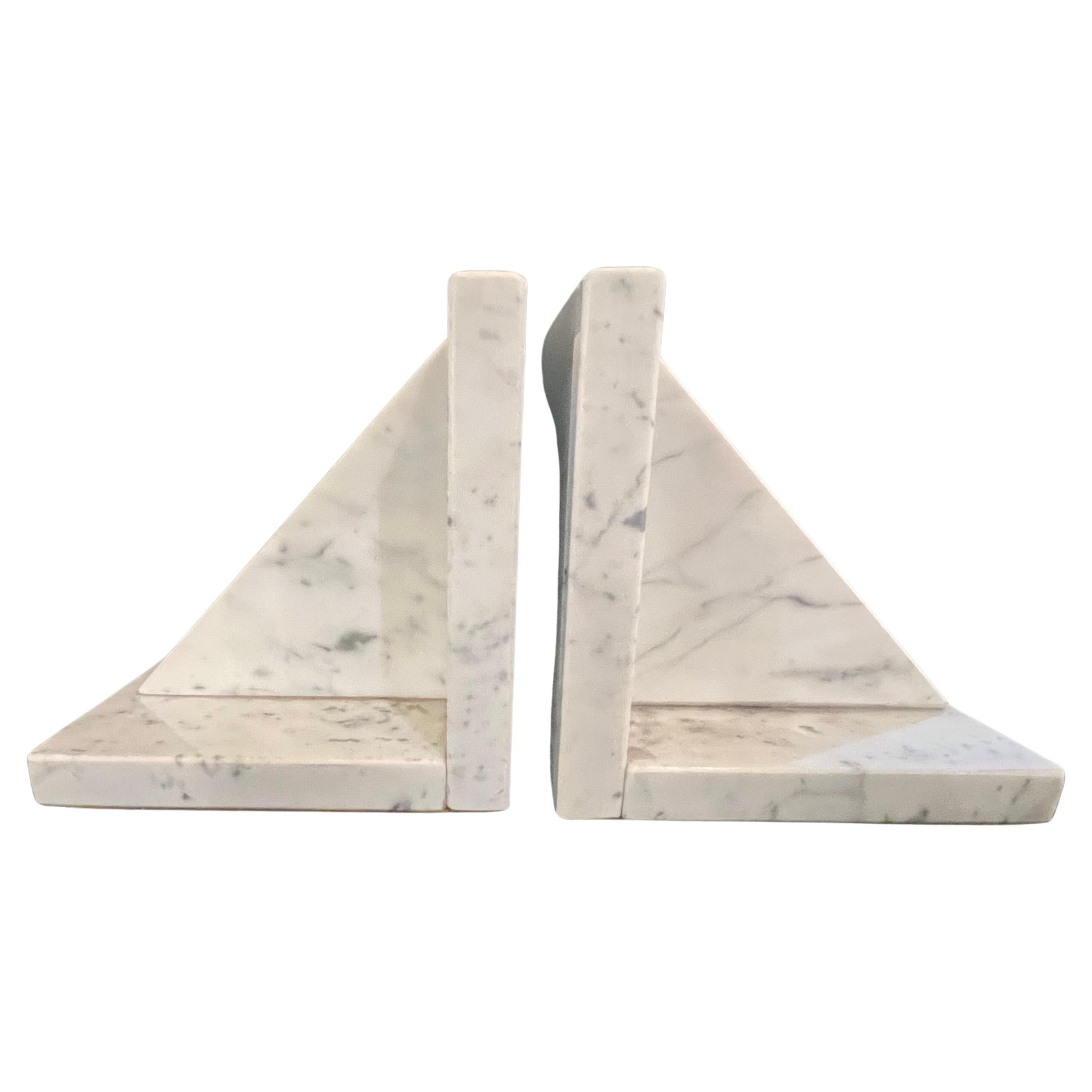 Pair of Solid Marble Postmodern Bookends circa 1980's. In Good Condition For Sale In San Diego, CA