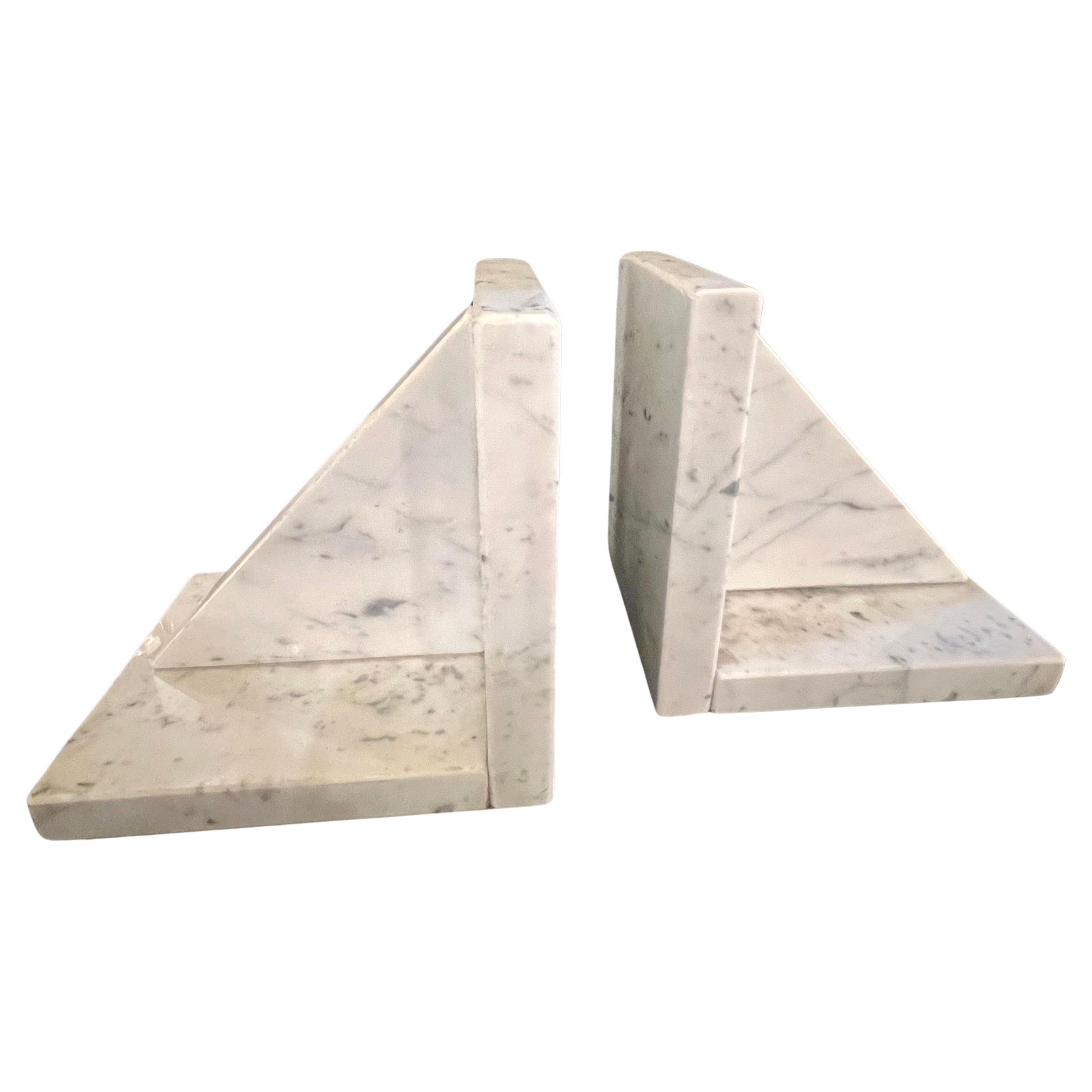 Pair of Solid Marble Postmodern Bookends circa 1980's. For Sale
