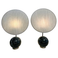 Pair of Solid Marquina Marble Sculptural Table Lamps Pair of Solid Marquina Marble Sculptural Table Lamps
