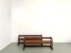 Pair of solid oak benches, France, 1950s