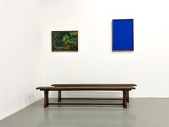 Pair of solid oak benches, France, 1970s