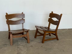 Pair of Solid Oak Brutalist Lounge Chairs, Dittmann & Co, 1960s