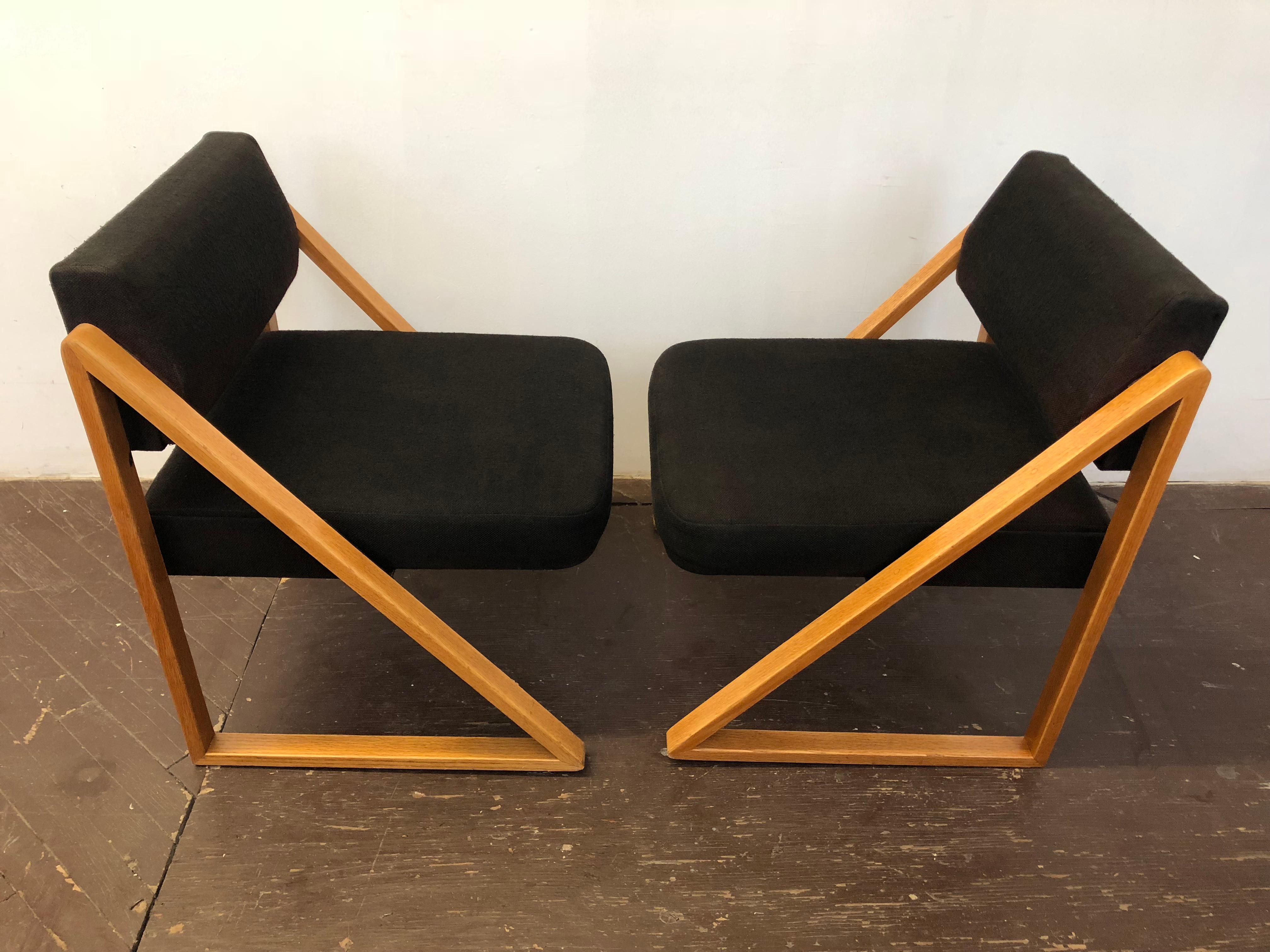 Pair of Solid Oak Lounge Chairs, France, circa 1965 For Sale 1