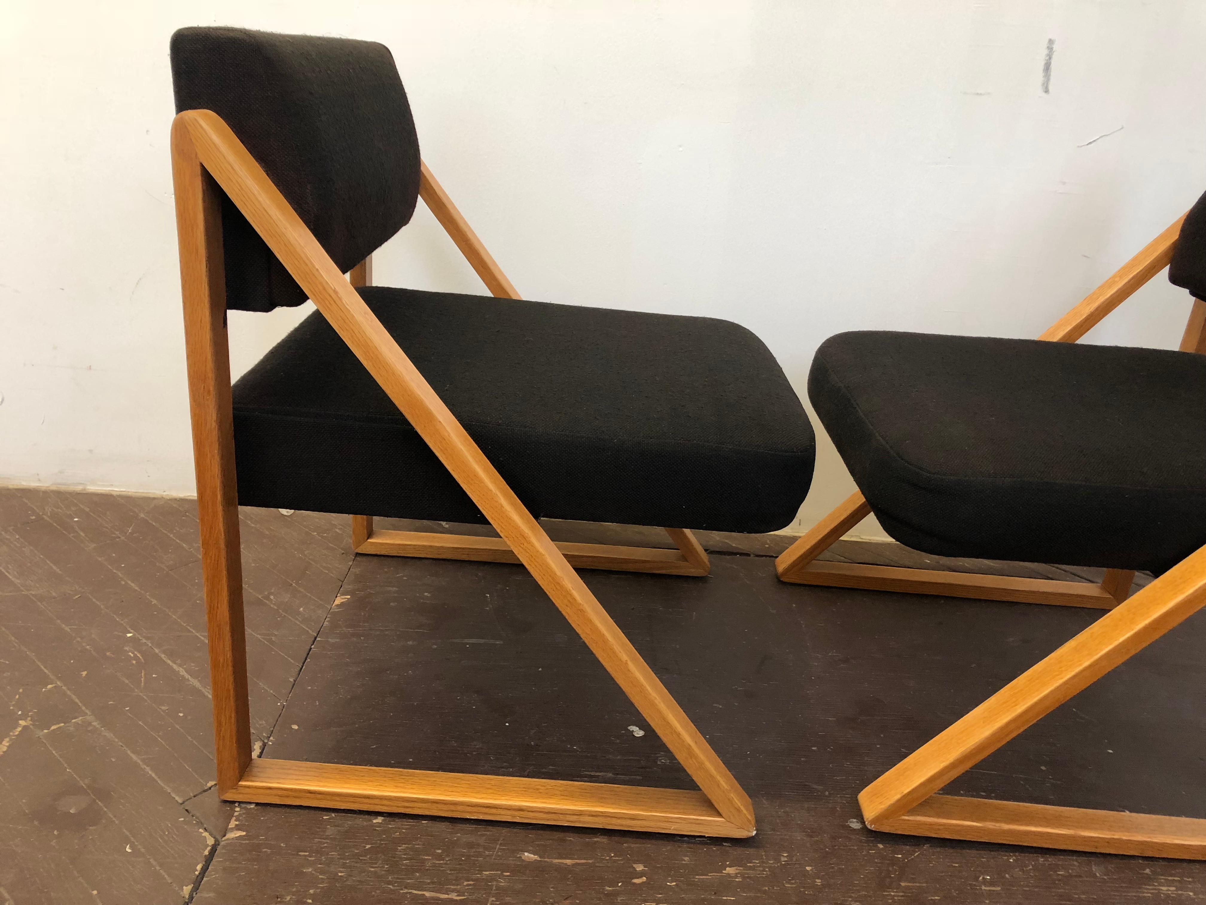 Pair of Solid Oak Lounge Chairs, France, circa 1965 For Sale 2