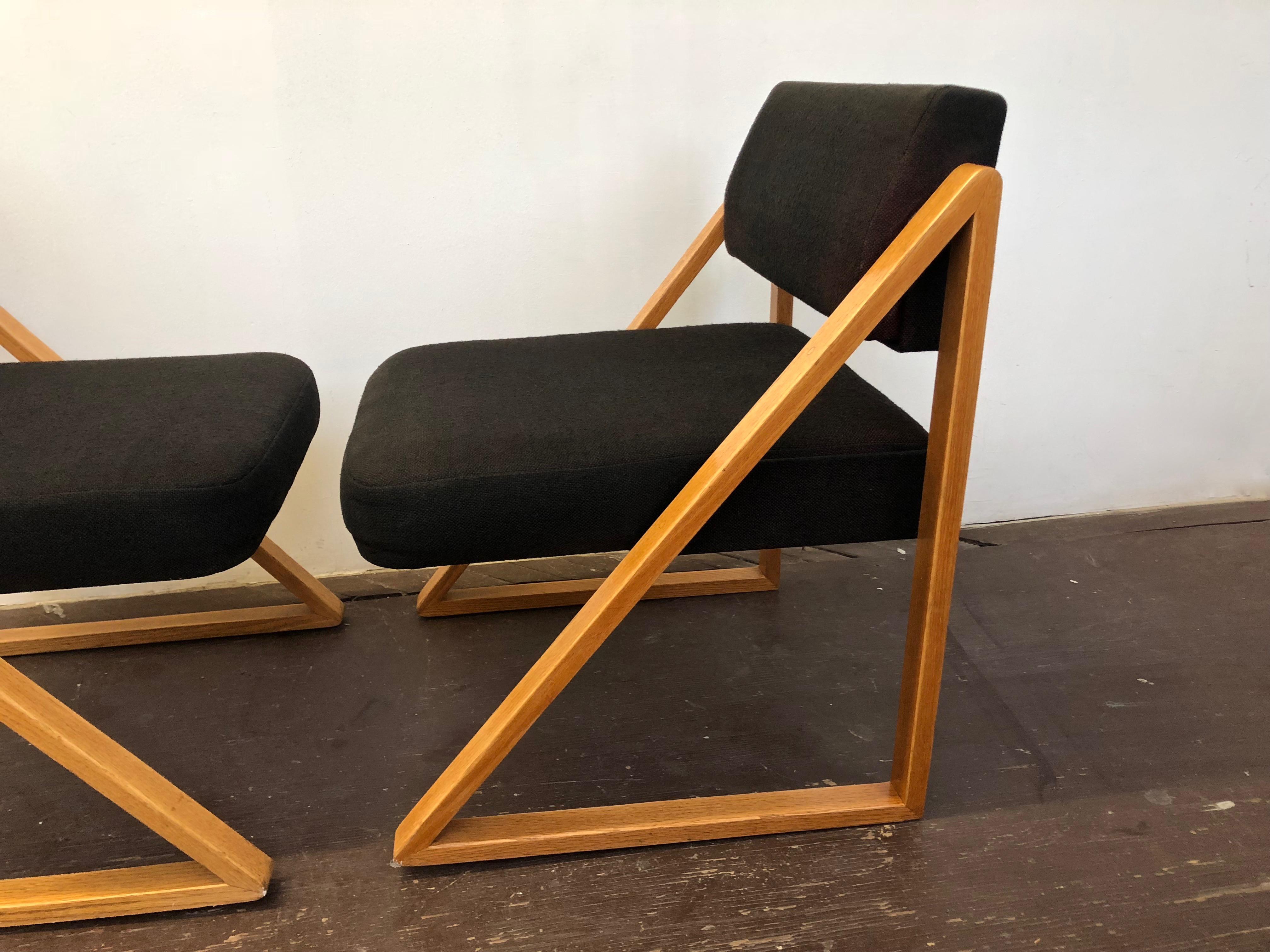 Pair of Solid Oak Lounge Chairs, France, circa 1965 For Sale 3