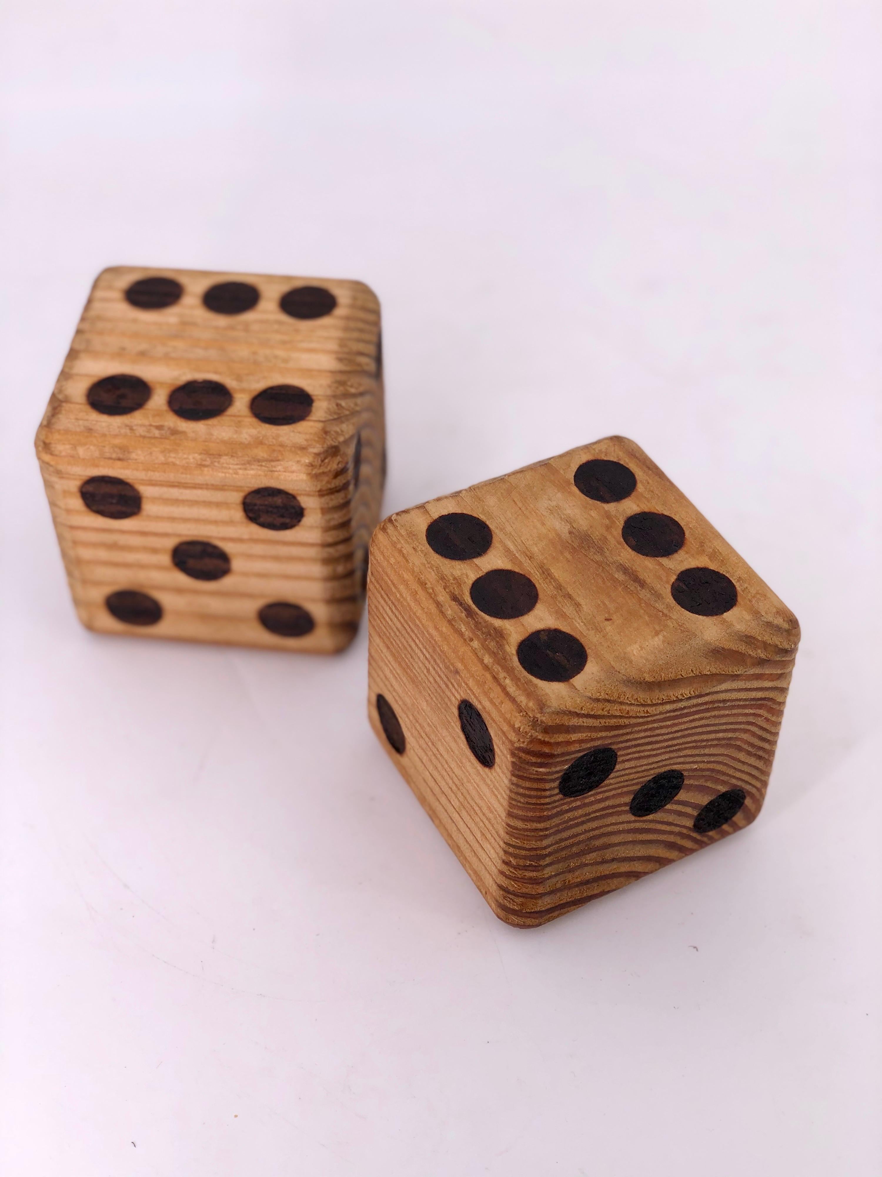 American Pair of Solid Oak Mid-Century Modern Dice Bookends