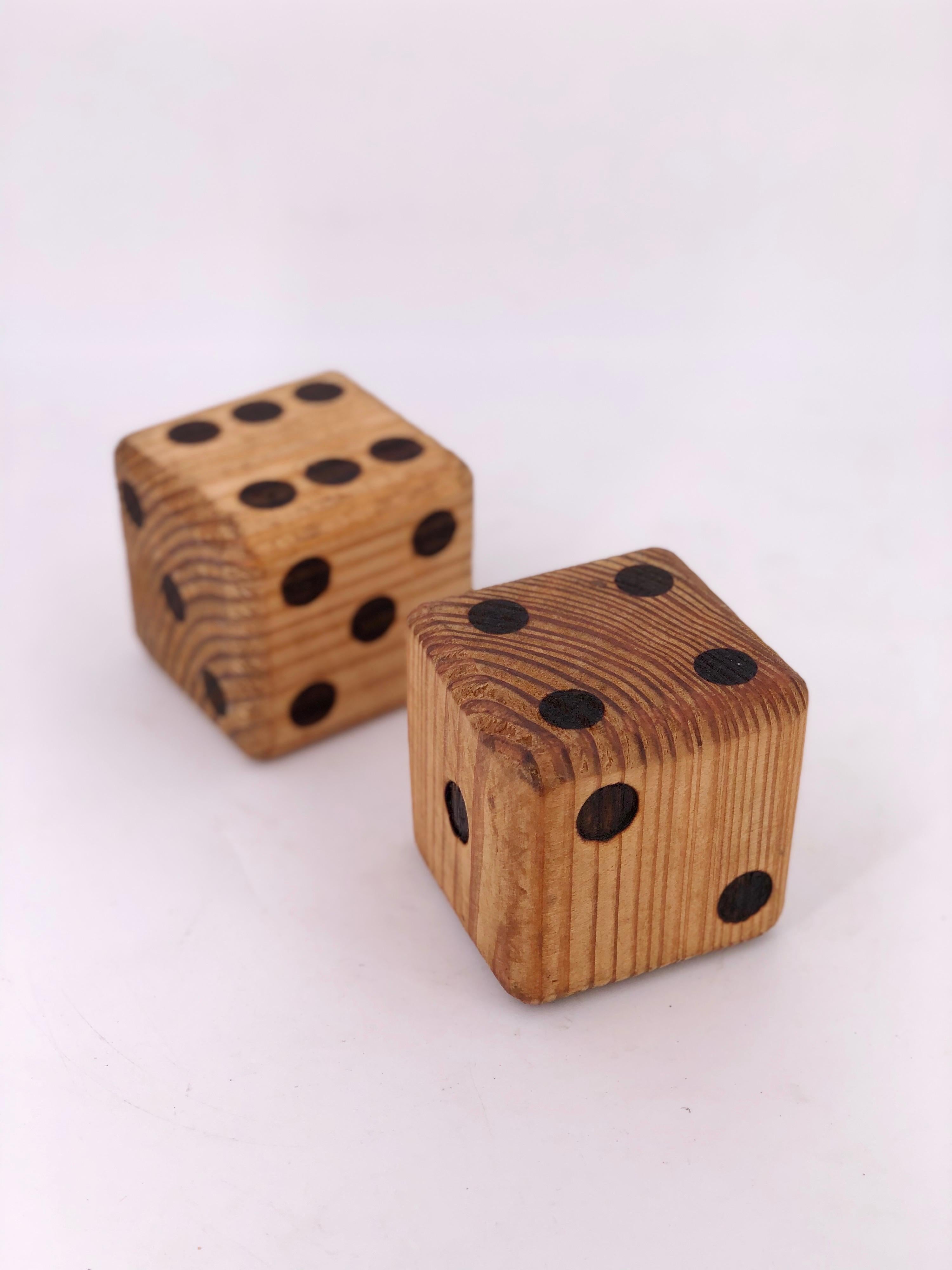 Pair of Solid Oak Mid-Century Modern Dice Bookends In Good Condition In San Diego, CA