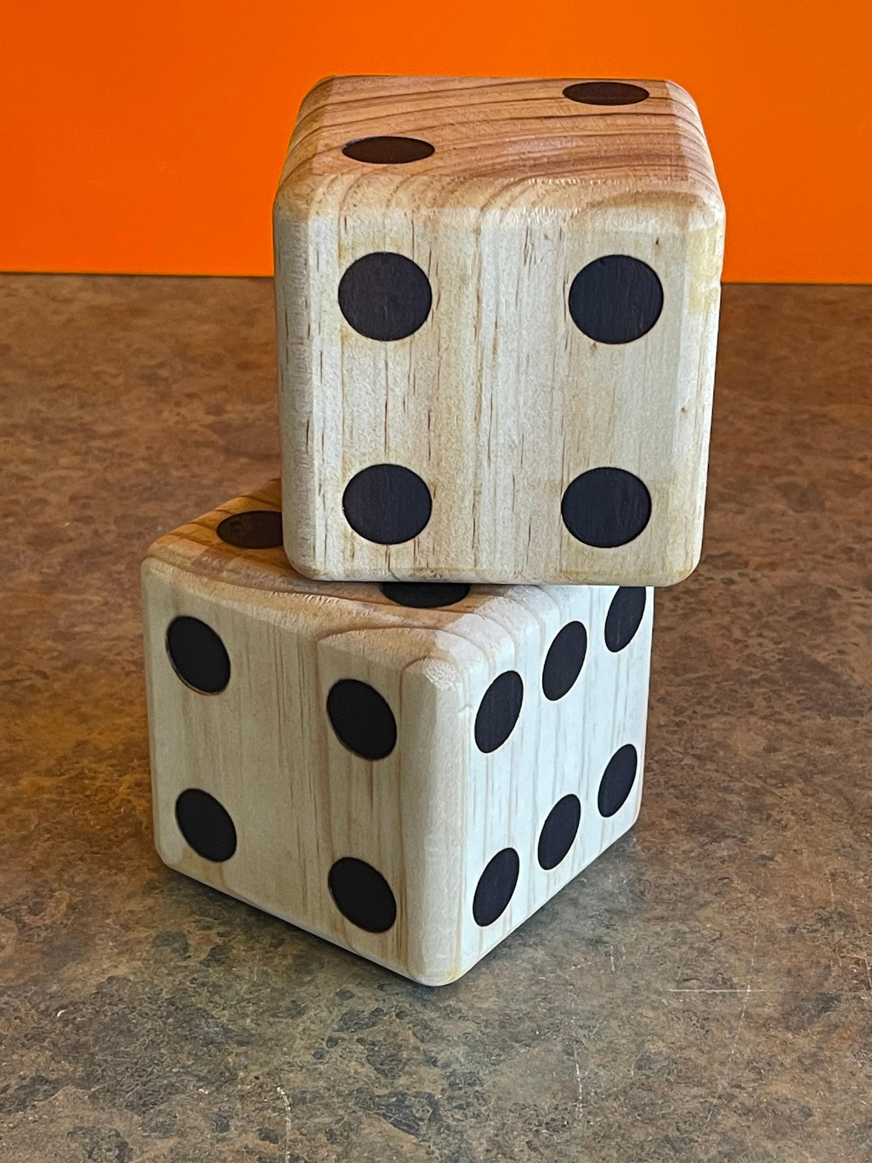 American Pair of Solid Oak Mid-Century Modern Dice Bookends or Paperweights