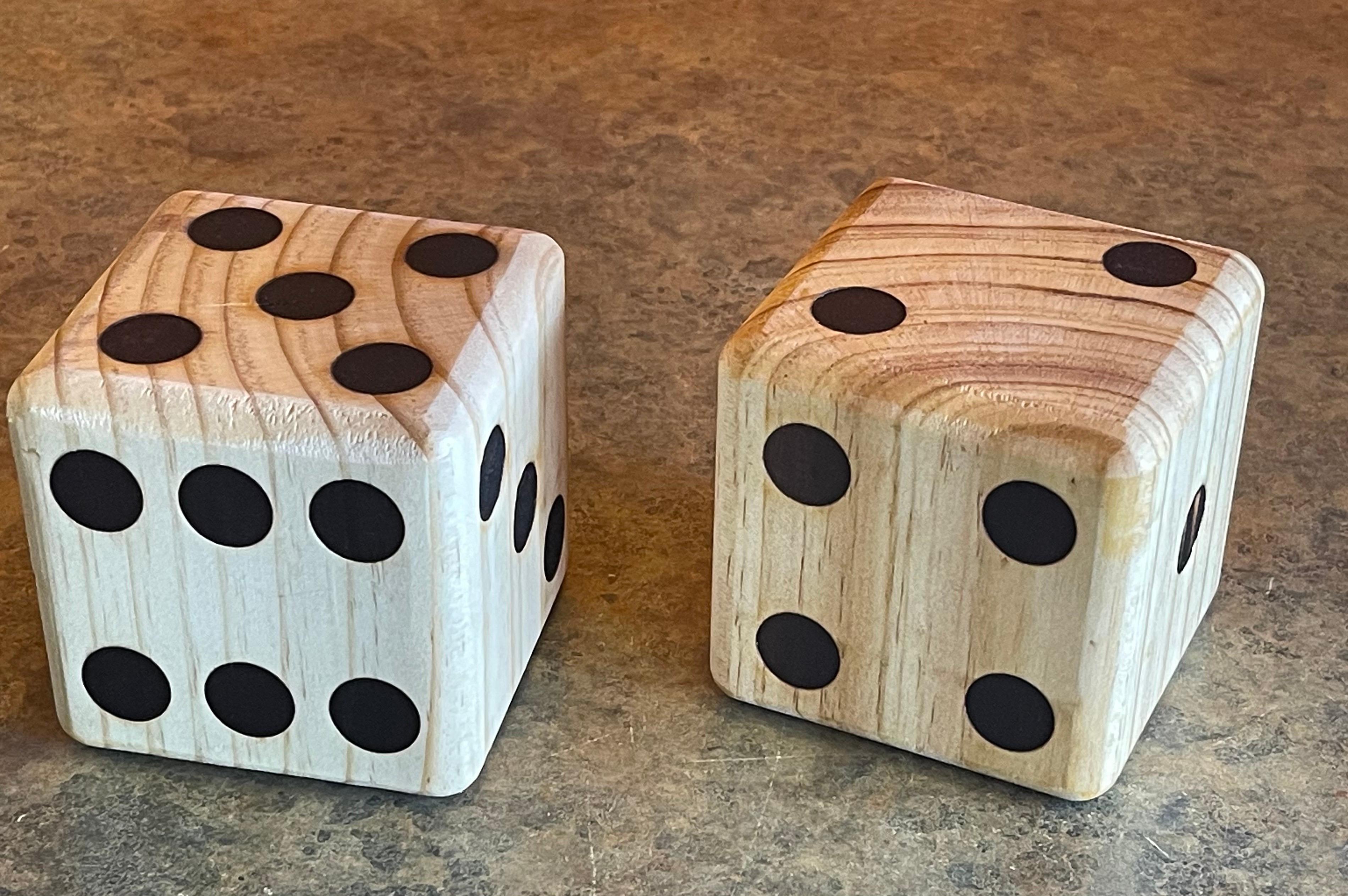 20th Century Pair of Solid Oak Mid-Century Modern Dice Bookends or Paperweights