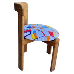 Pair of Solid Oak Postmodern Chairs Handcrafted 1980's After Bruno Rey