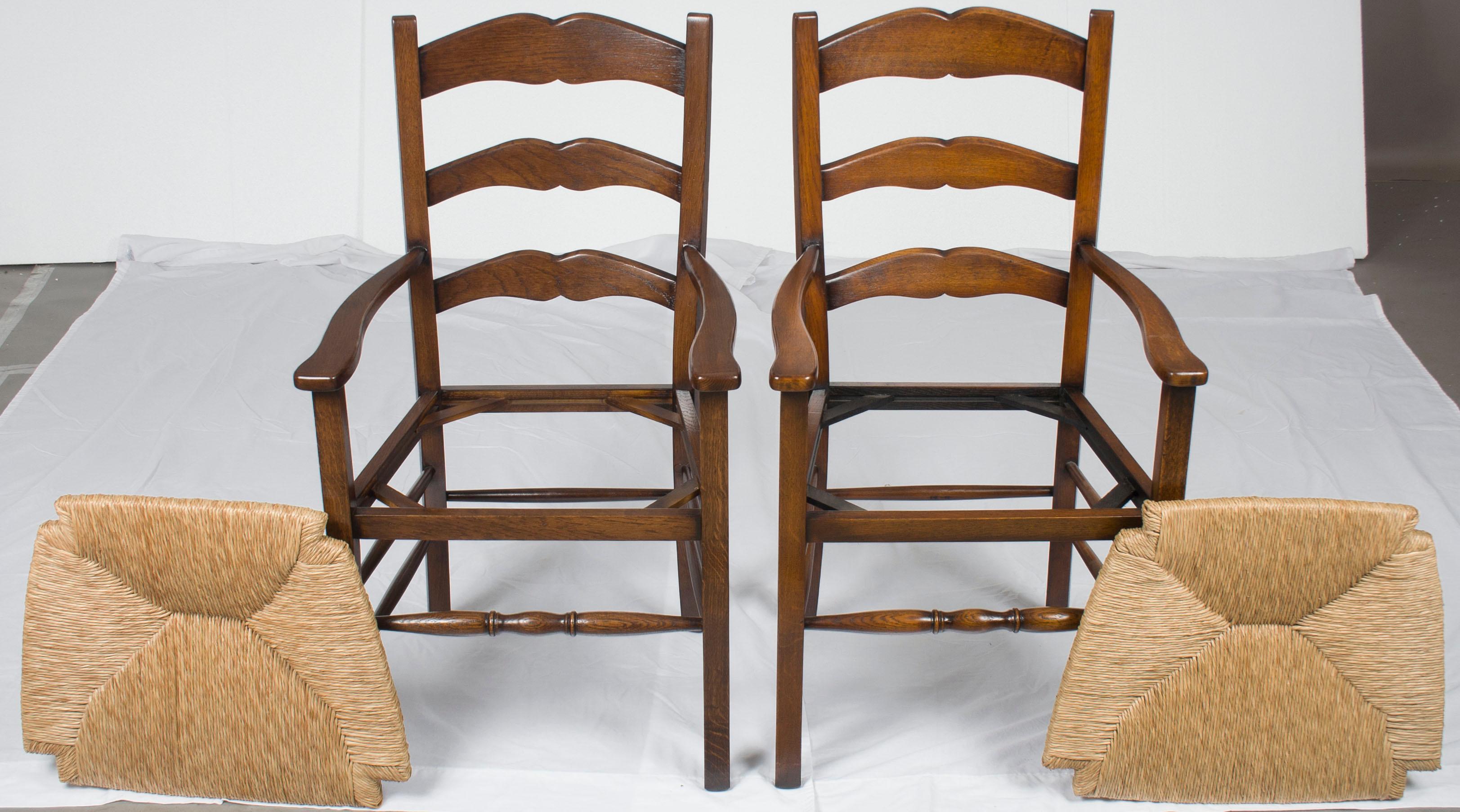 These gorgeous antique style ladder back dining chairs are the product of a disciplined furniture production process that is modeled after the practices of Georgian and Victorian period craftsman. Indeed, the maker of these antique-style chairs is a