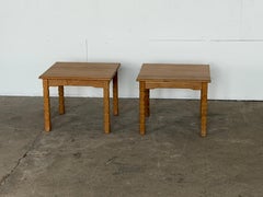 Pair of Solid Oak Side Tables, Danish Cabinetmaker, 1970s