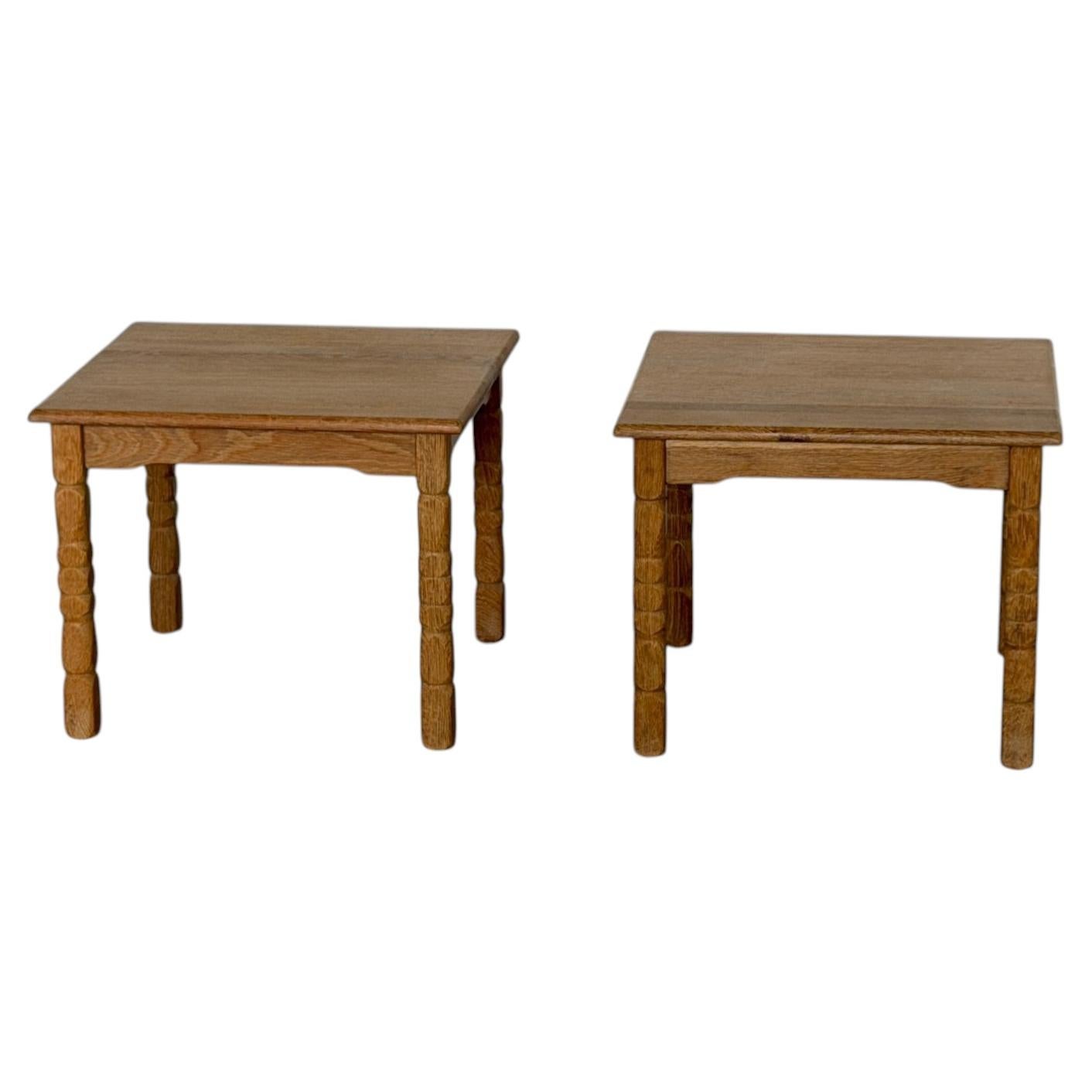 Pair of Solid Oak Side Tables, Danish Cabinetmaker, 1970s