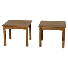 Pair of Solid Oak Side Tables, Danish Cabinetmaker, 1970s