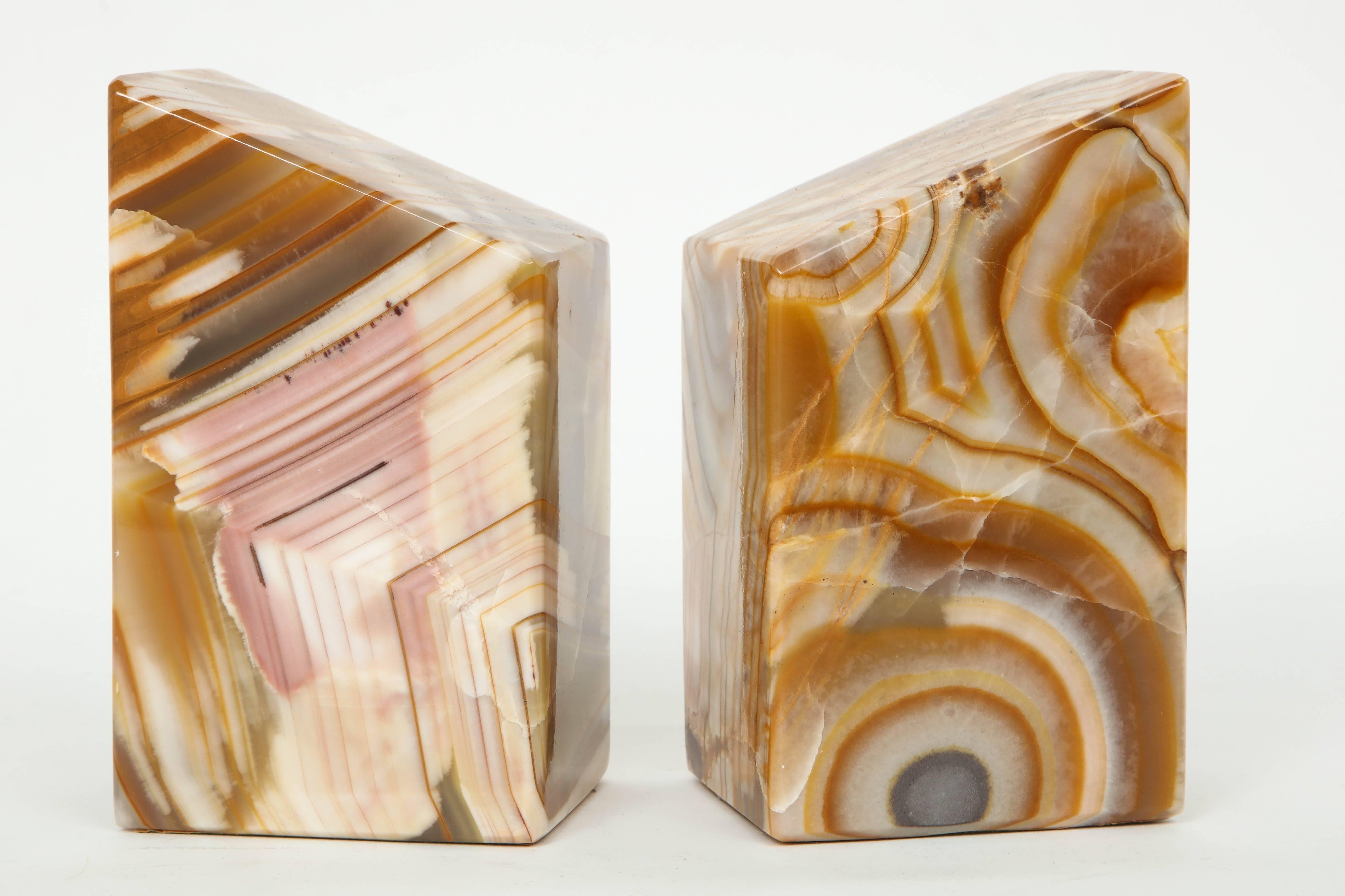 Organic Modern Pair of Solid Onyx Bookends