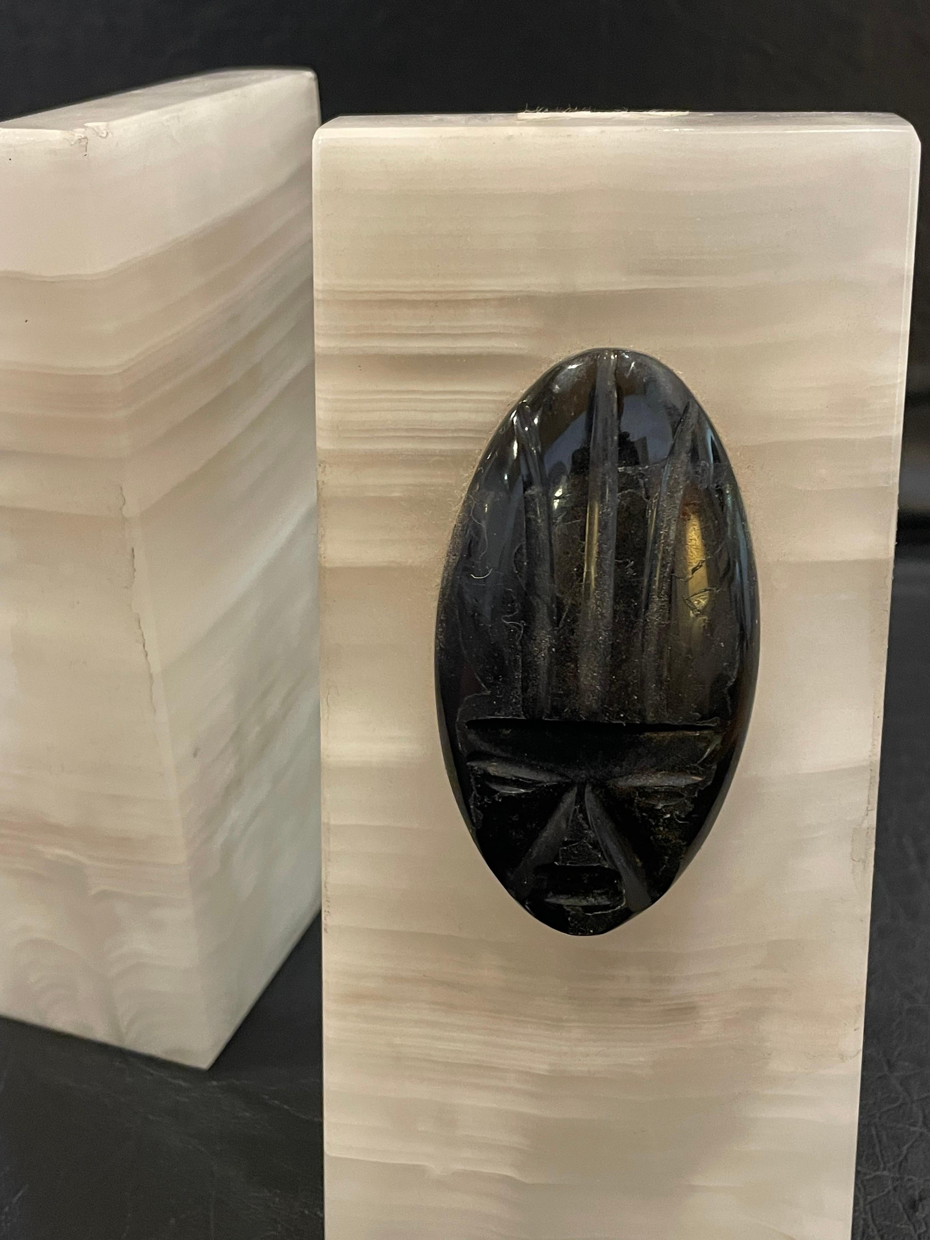 Pair of Solid Onyx Bookends In Good Condition For Sale In San Diego, CA