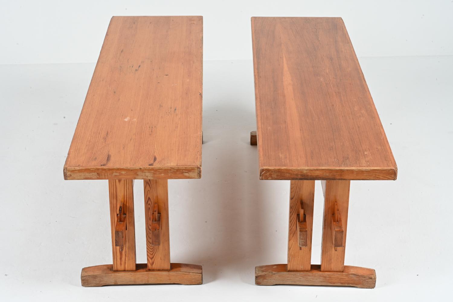 Pair of Solid Pine Benches Attributed to Sven Larsson, c. 1970's For Sale 9