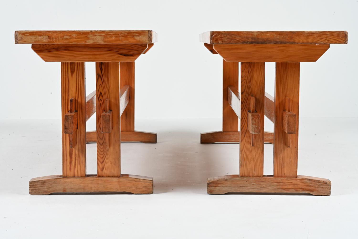 Pair of Solid Pine Benches Attributed to Sven Larsson, c. 1970's For Sale 10