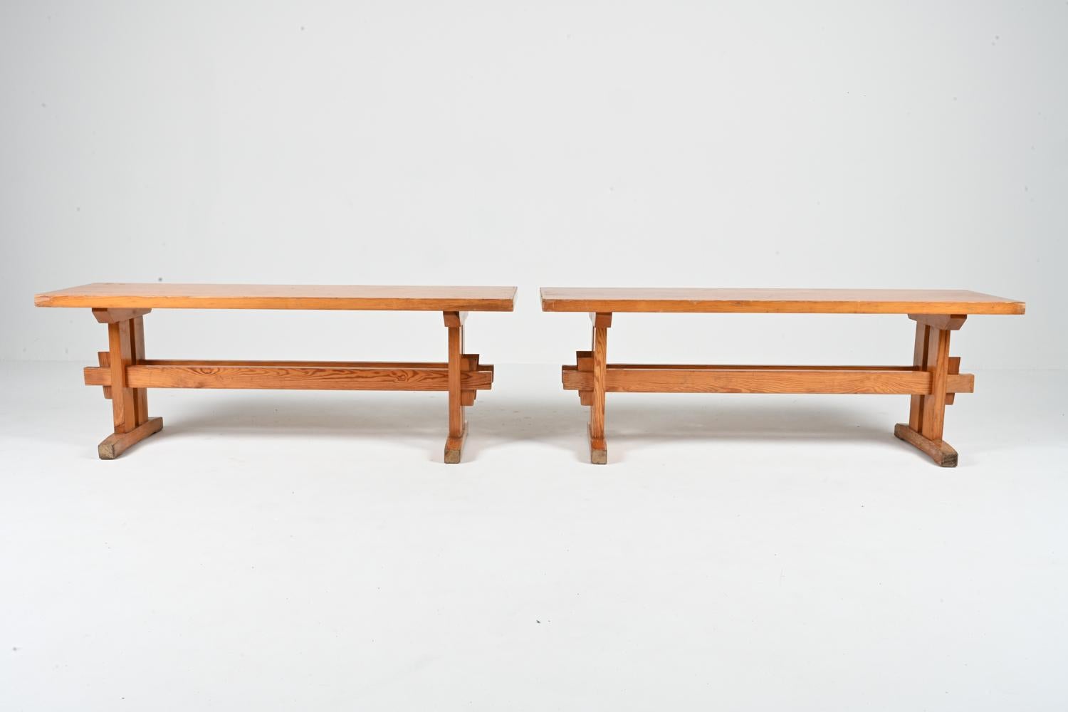Pair of Solid Pine Benches Attributed to Sven Larsson, c. 1970's For Sale 14