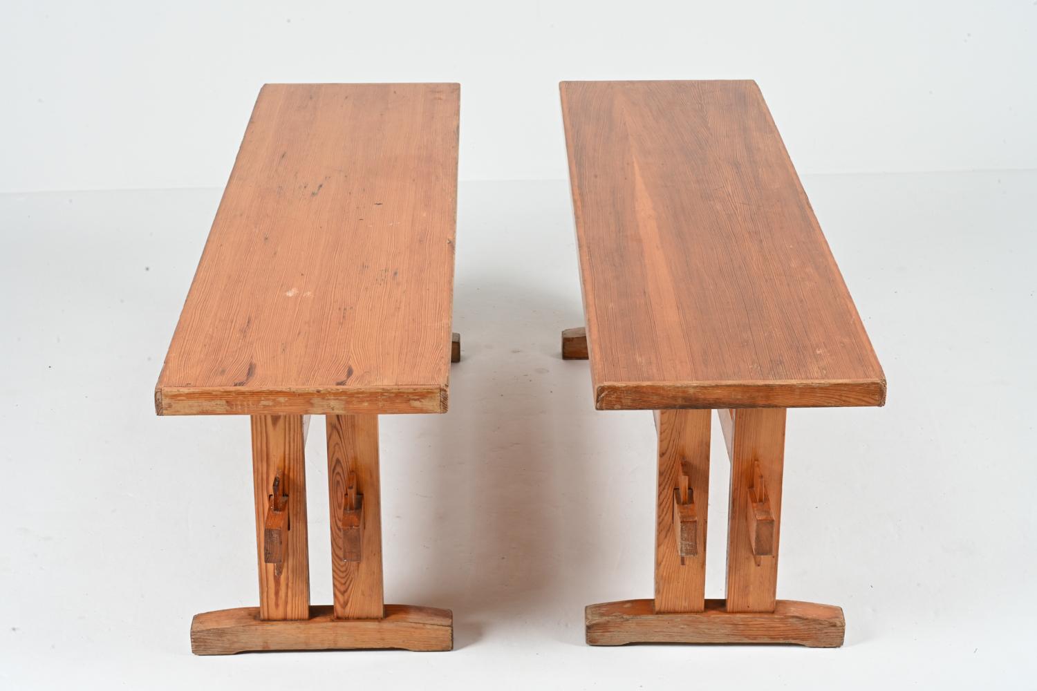 Pair of Solid Pine Benches Attributed to Sven Larsson, c. 1970's For Sale 15