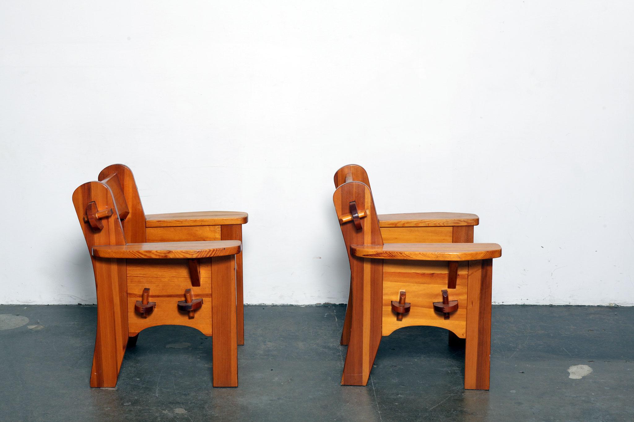 Swedish Pair of Solid Pine 'Berga' Chairs by David Rosen for Nordiska Kompaniet, Sweden For Sale