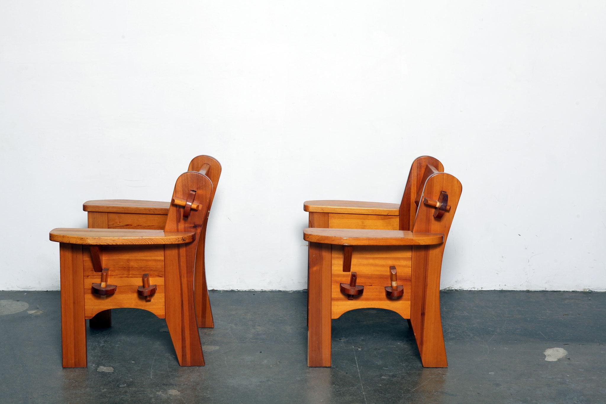 Mid-20th Century Pair of Solid Pine 'Berga' Chairs by David Rosen for Nordiska Kompaniet, Sweden For Sale