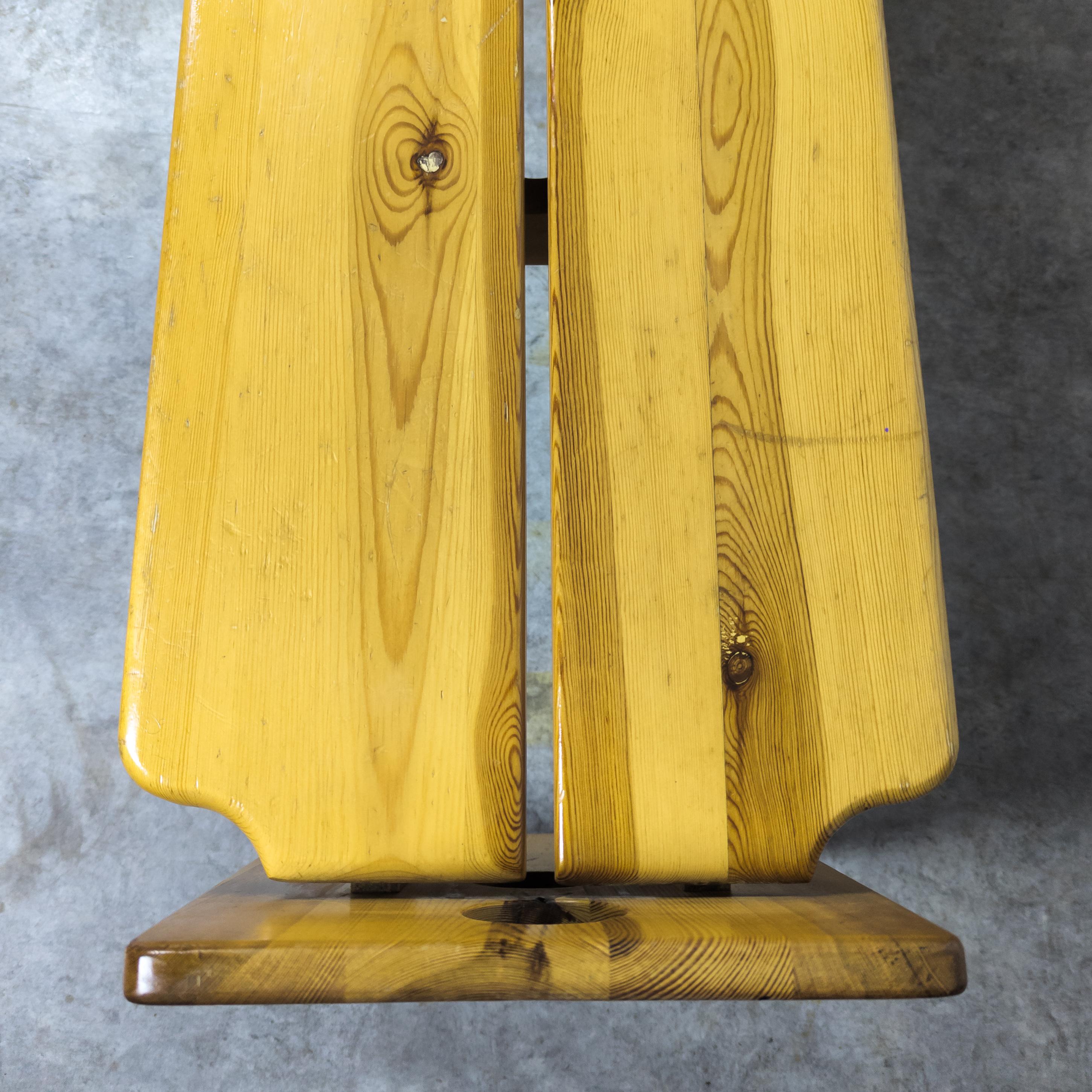 Pair of solid pine sculptural benches by Gilbert Marklund for Furusnickarn AB  3