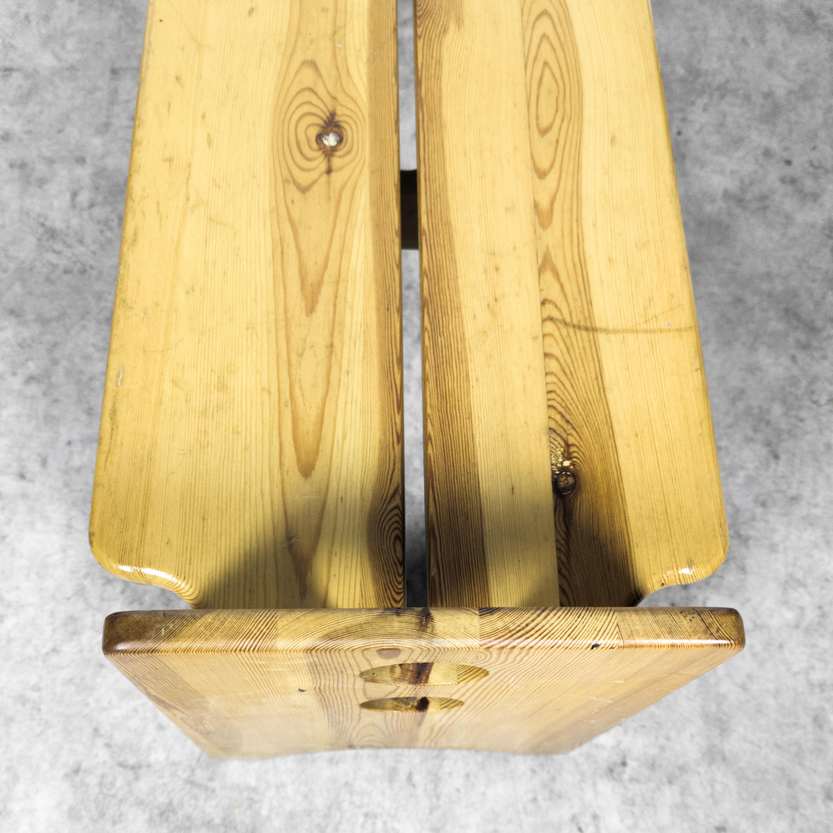 Pair of solid pine sculptural benches by Gilbert Marklund for Furusnickarn AB  5