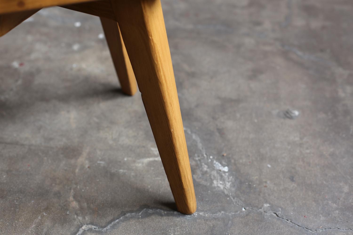 Pair of solid pine stools by Christian Durupt, Meribel 1960 For Sale 3