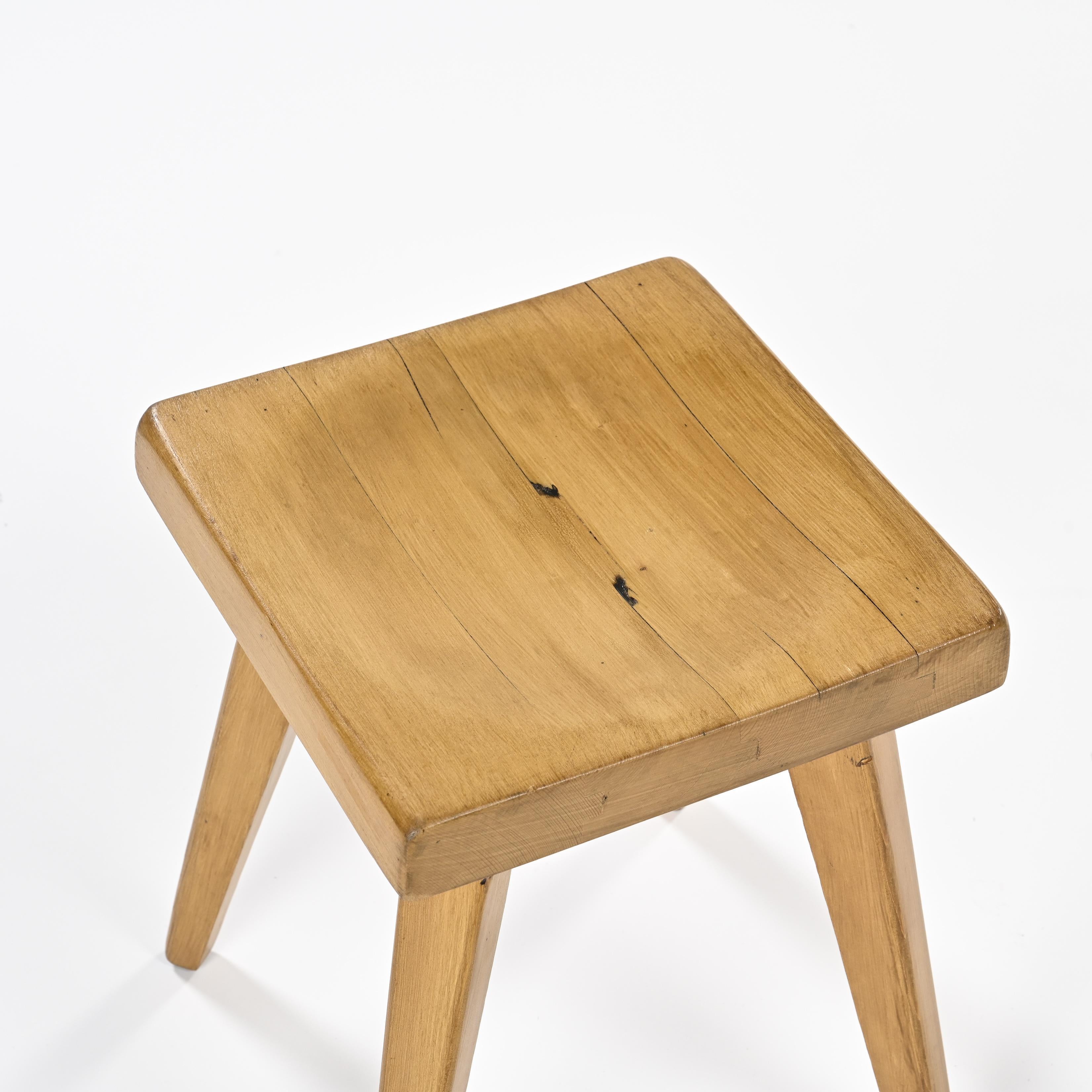 Pine Pair of solid pine stools by Christian Durupt, Meribel 1960 For Sale