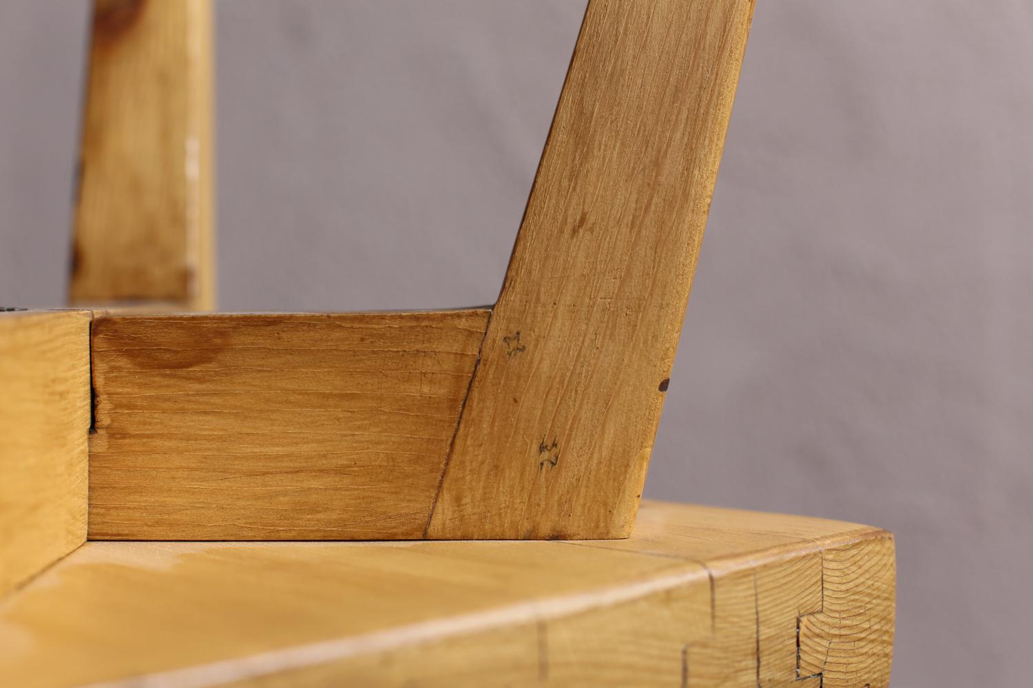 Pair of solid pine stools by Christian Durupt, Meribel 1960 For Sale 1