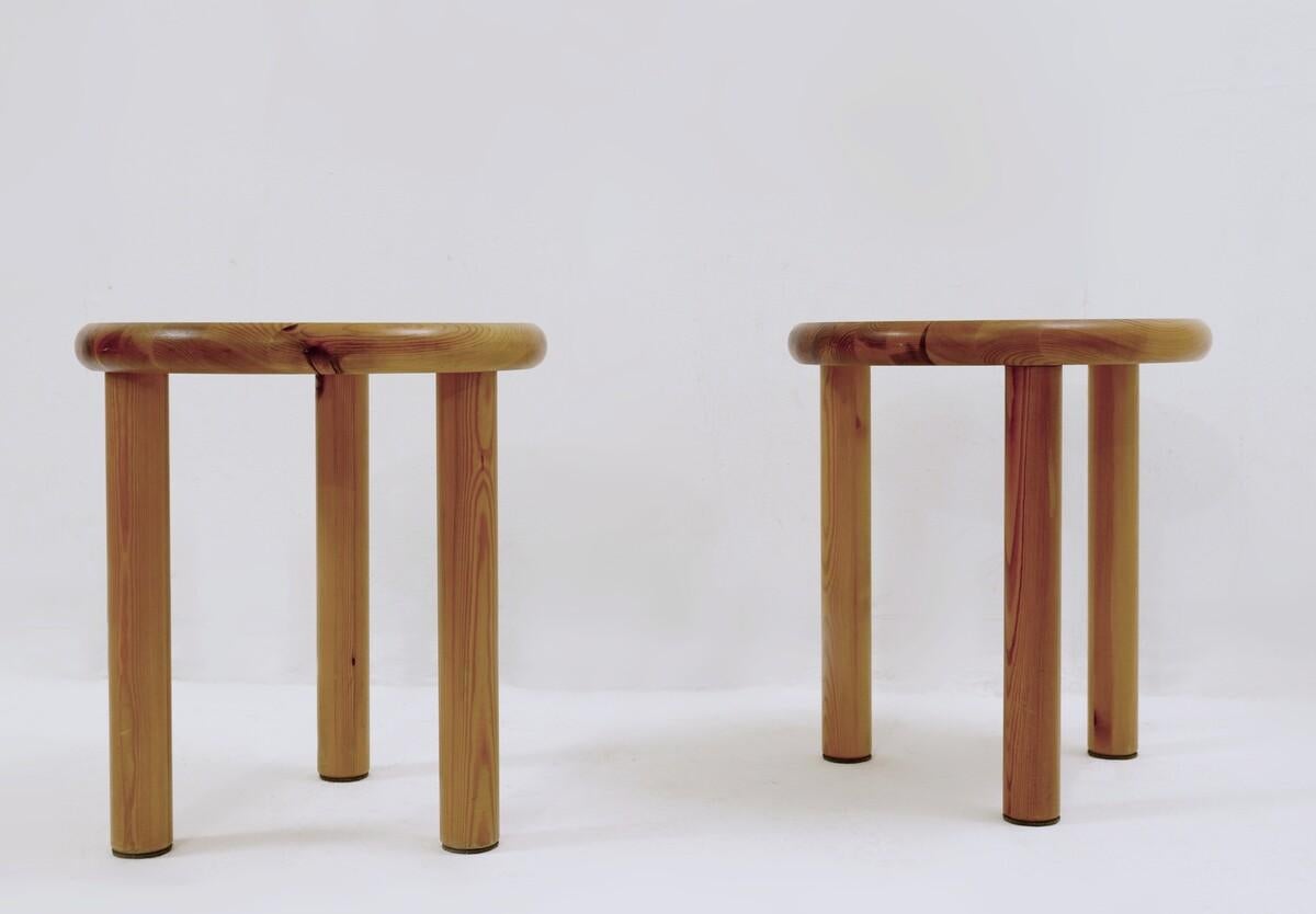 Pair of solid pine stools.