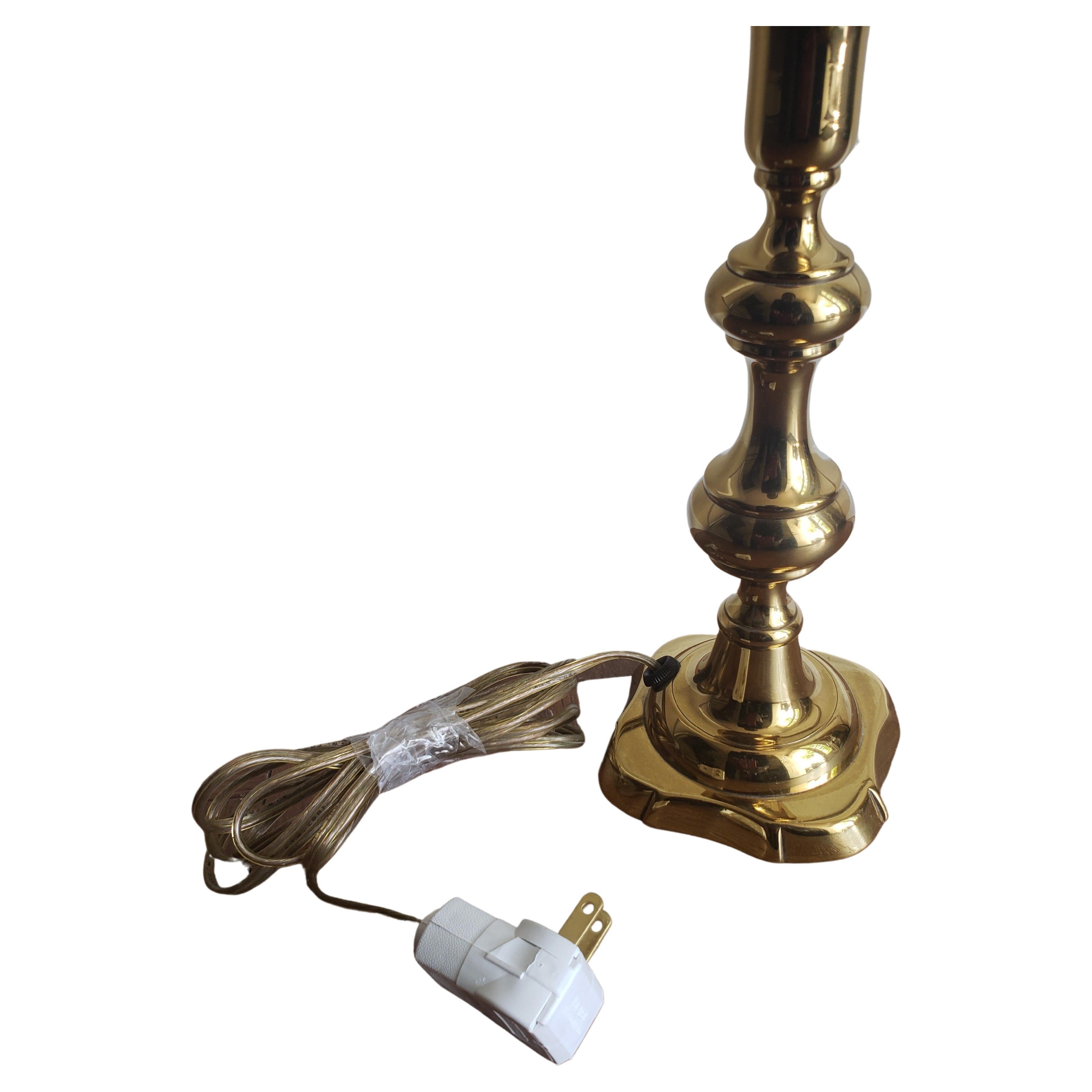 Neoclassical Pair of Solid Polished Brass Petite Table Lamps, a Pair For Sale