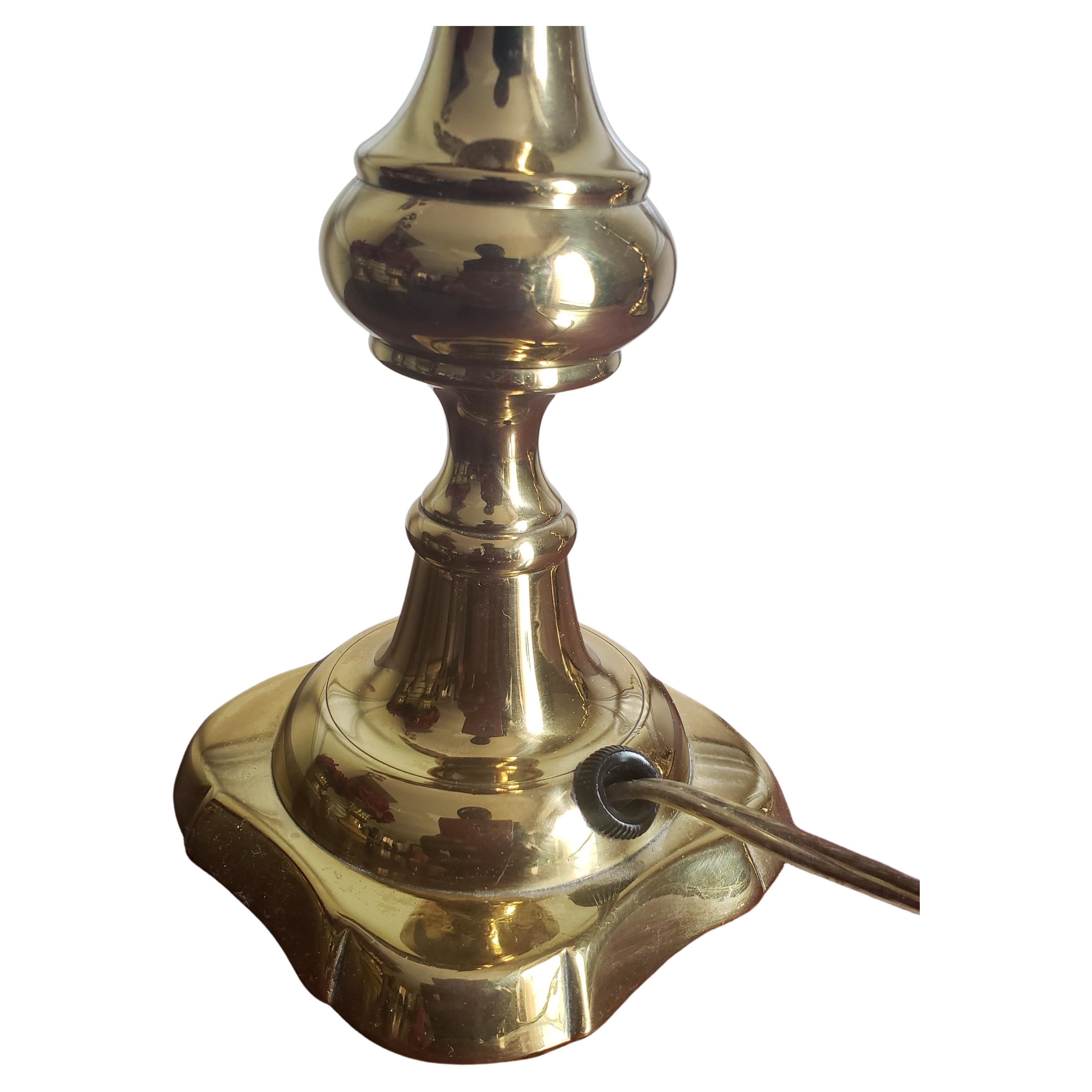 Pair of Solid Polished Brass Petite Table Lamps, a Pair In Good Condition For Sale In Germantown, MD