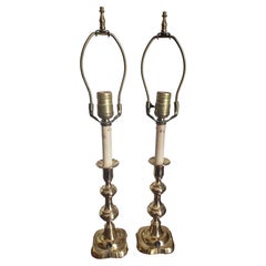 Pair of Solid Polished Brass Petite Table Lamps, a Pair