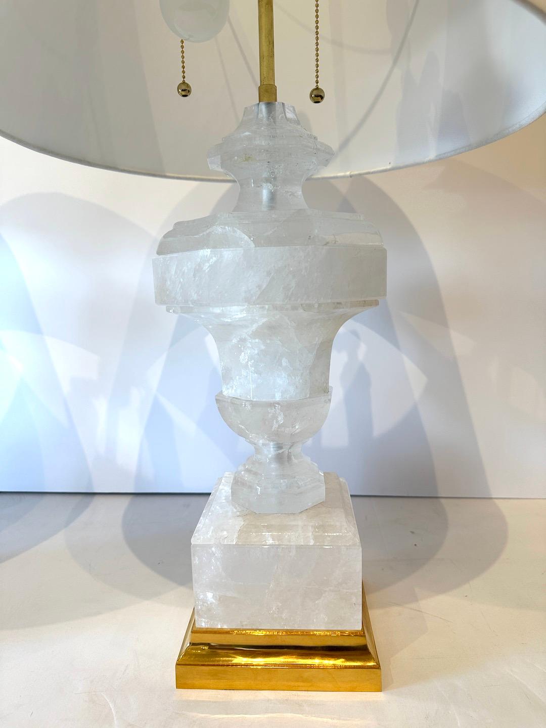 Solid, Rock Crystal Lamp In Excellent Condition For Sale In Los Angeles, CA