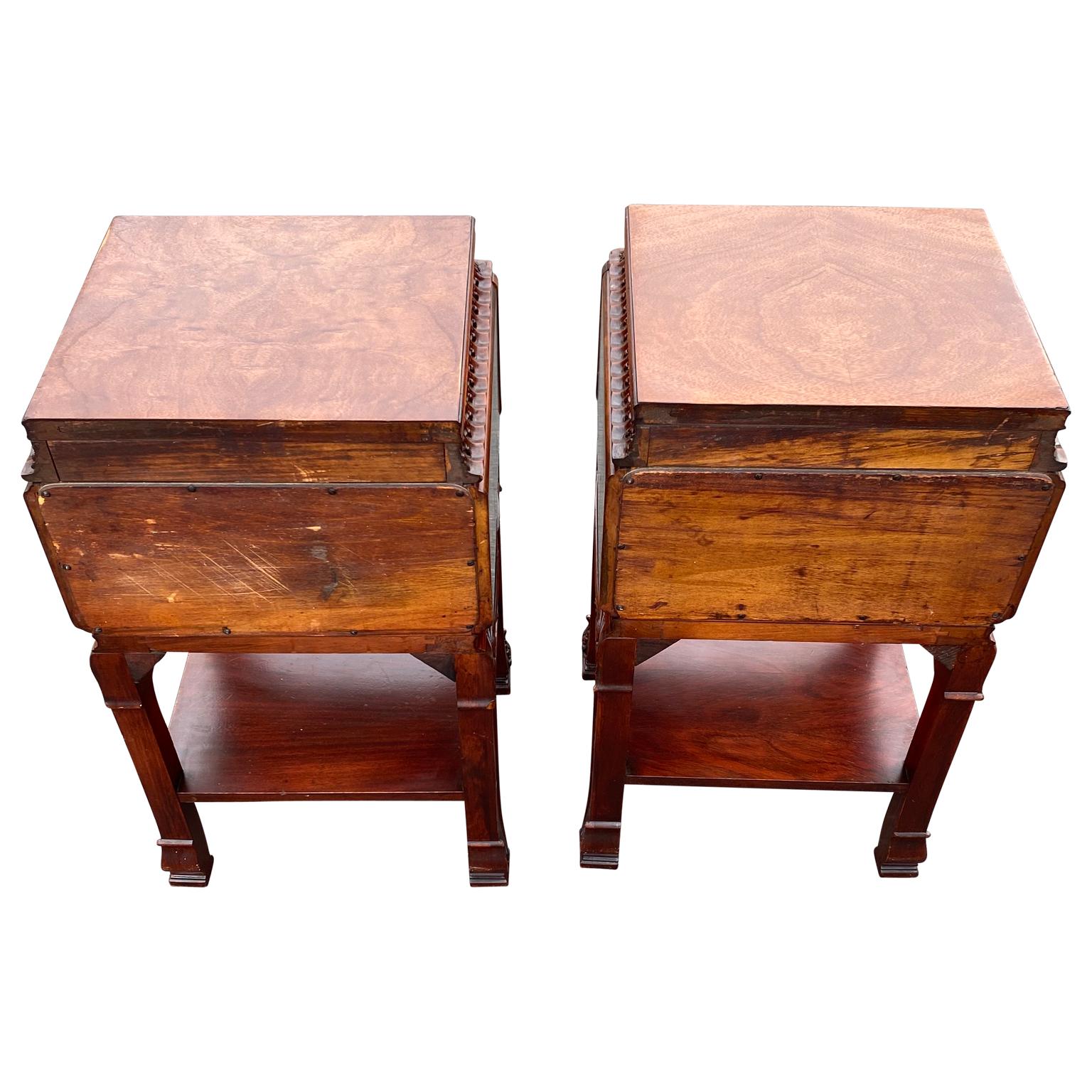 20th Century Pair Of Chinese Chippendale Nightstands Tables Or Cabinets