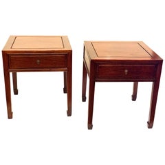 Pair of Solid Rosewood Chinese End Tables / Nightstands