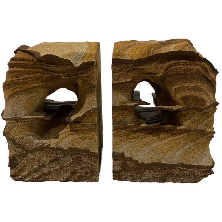 Pair of Solid Sandstone Bookends For Sale at 1stDibs