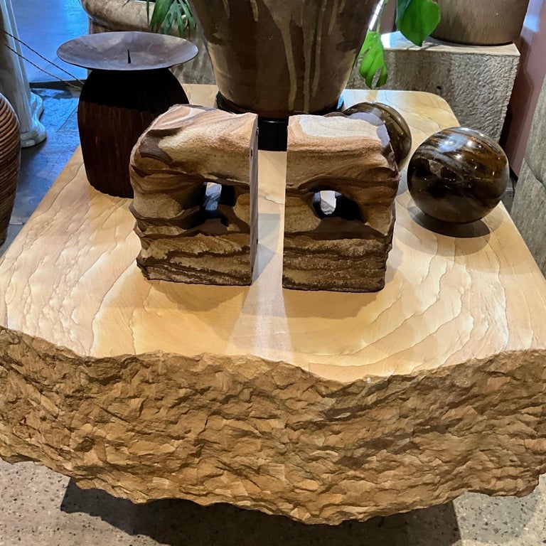 Pair of Solid Sandstone Bookends For Sale at 1stDibs