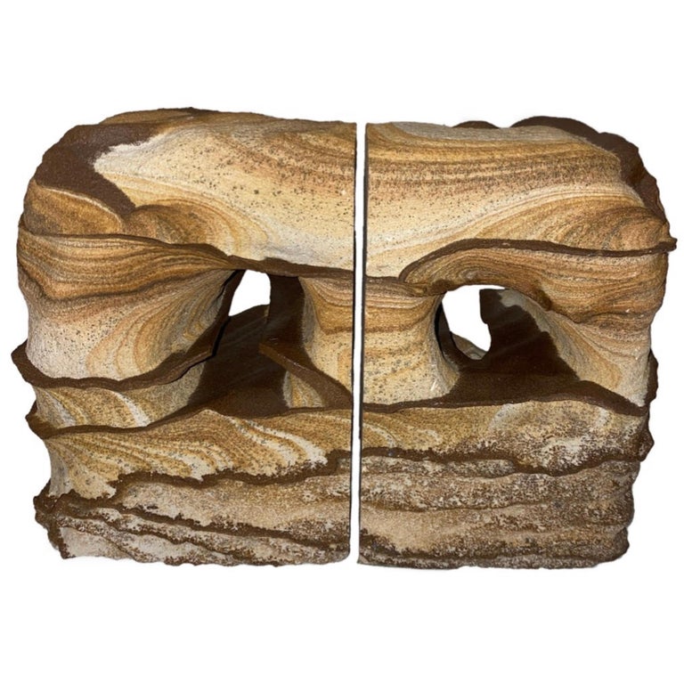 Pair of Solid Sandstone Bookends For Sale at 1stDibs