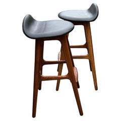 Pair of Solid Santos Rosewood Bar Stools by Erik Buck for O D Mobler