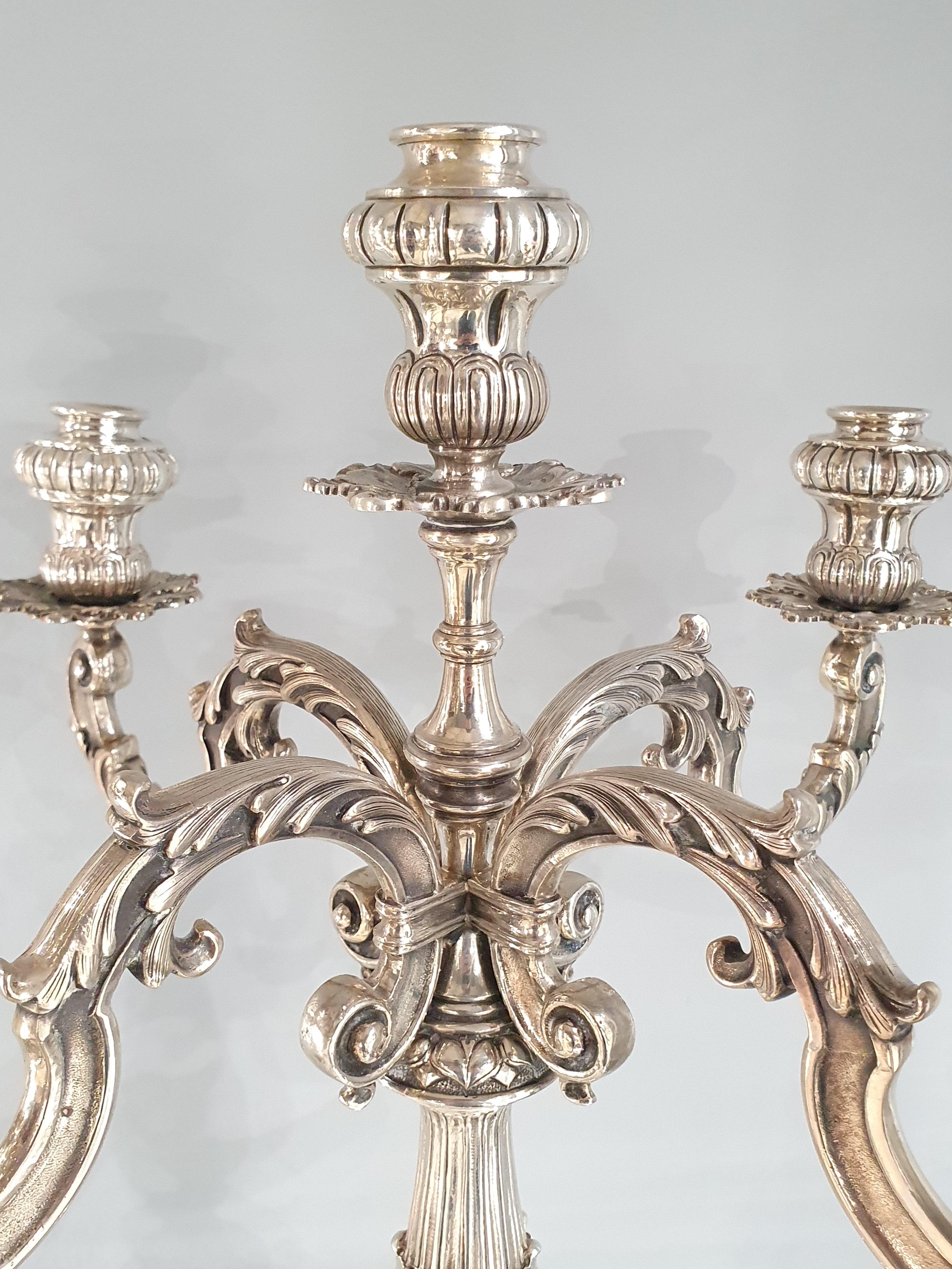 Pair Of Solid Silver Candelabra In Good Condition In Saint-Ouen, FR