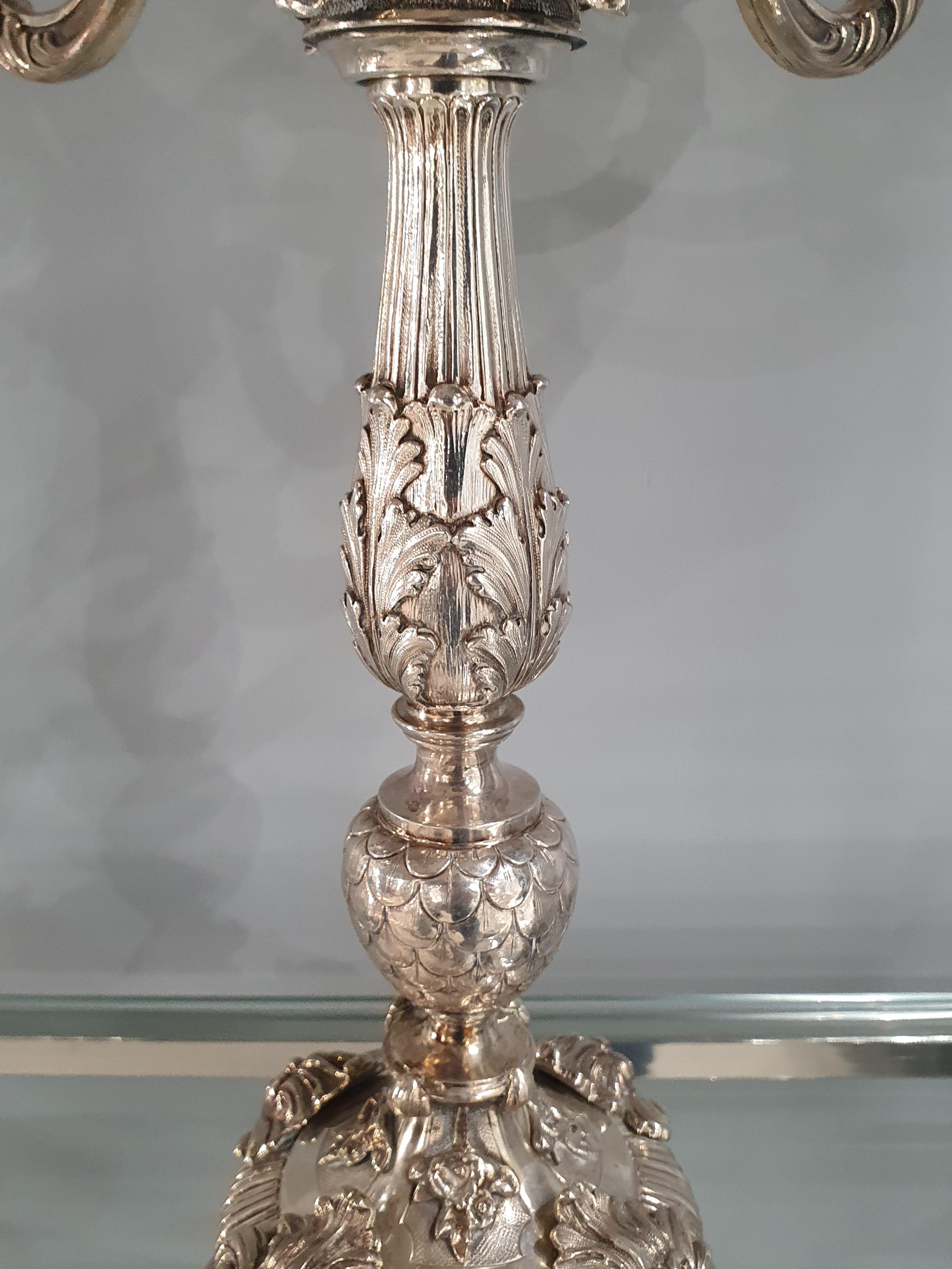 Pair Of Solid Silver Candelabra 2