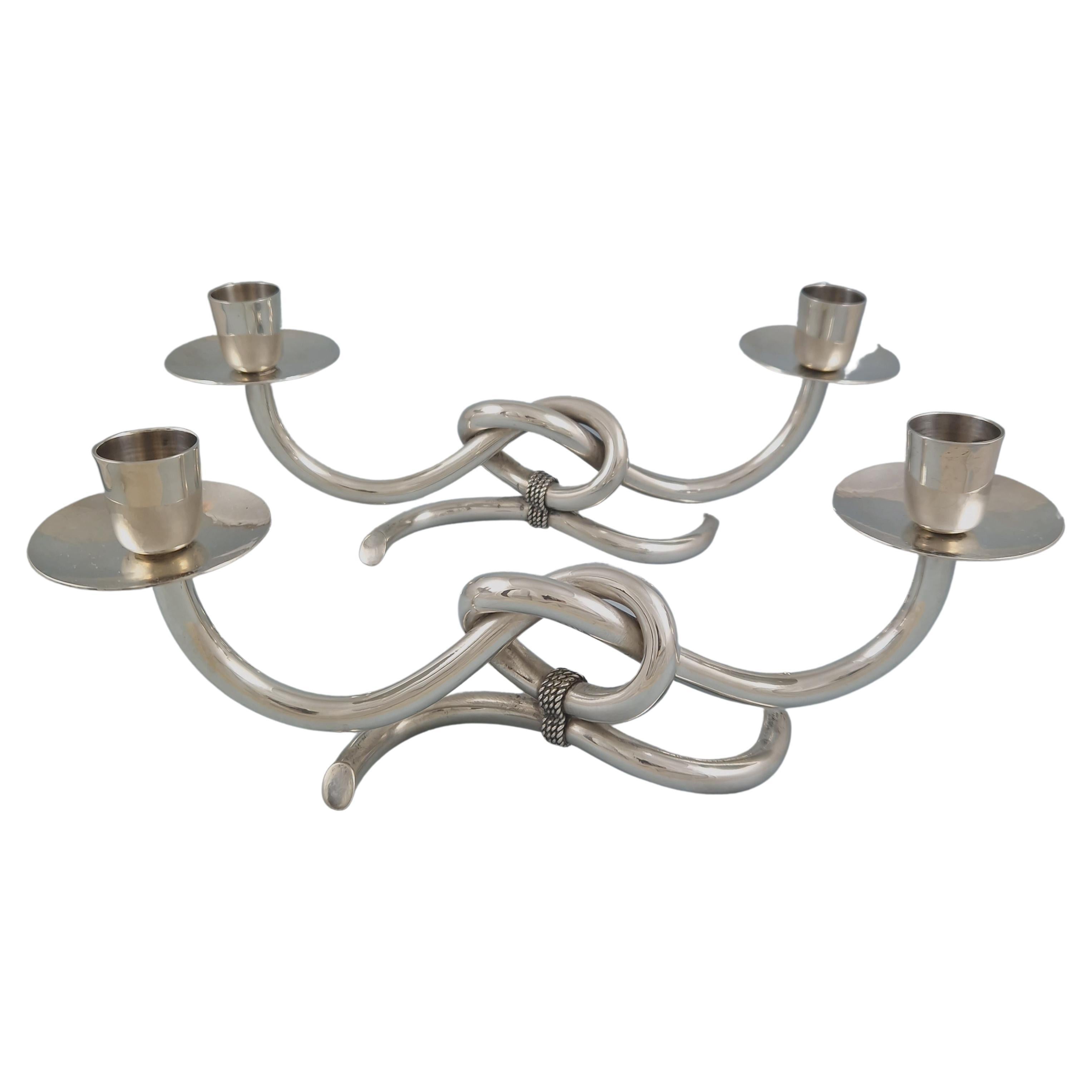 Antique Solid Silver Pair of Rococo Style Candlesticks, 1890 For Sale at 1stDibs