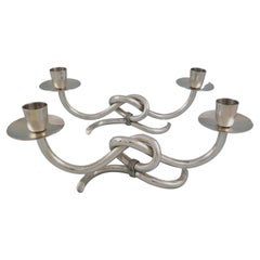 Paire de chandeliers doubles en argent massif