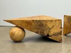 Pair of Solid Spalted Beech Tables by Howard Werner, 1988