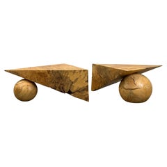 Pair of Solid Spalted Beech Tables by Howard Werner, 1988